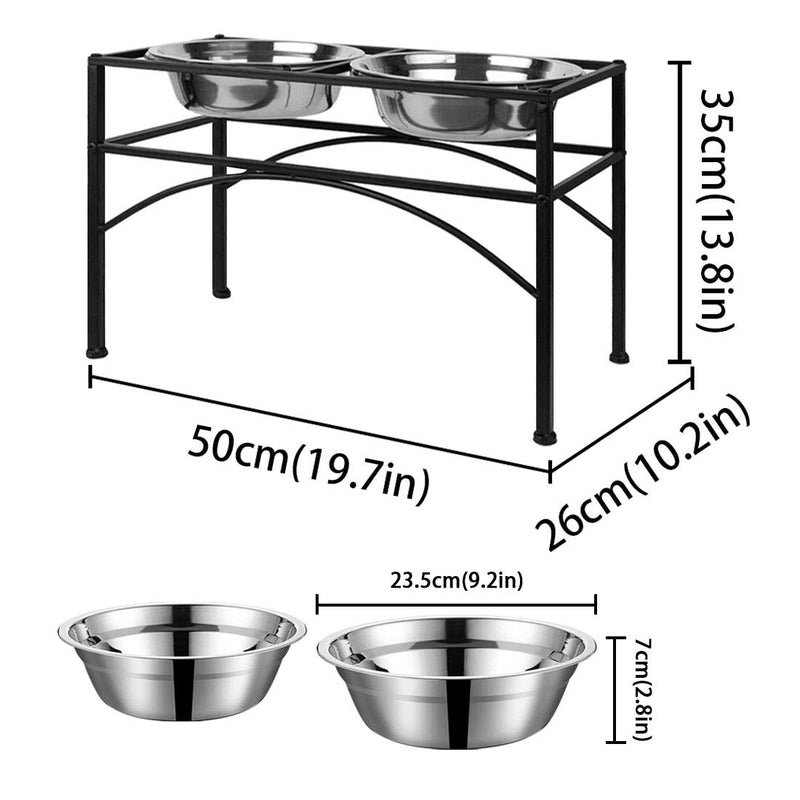 CHRUNONE Dog Bowls Elevated, 13.8" Stainless Steel Raised Dog Food Water Bowls, Elevated Dog Bowls for Large Dogs L - PawsPlanet Australia