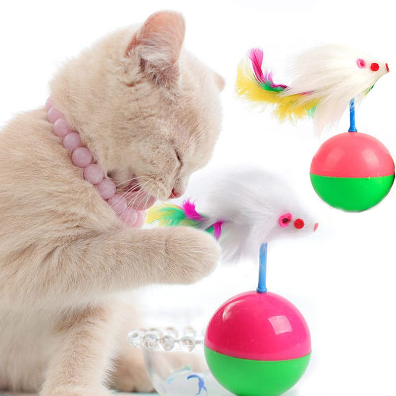 2 Pieces of Colorful Feather cat Toys - Tease cat Tumbler Mouse Toys, cat Interactive self hi Toys, Ball Toys - PawsPlanet Australia