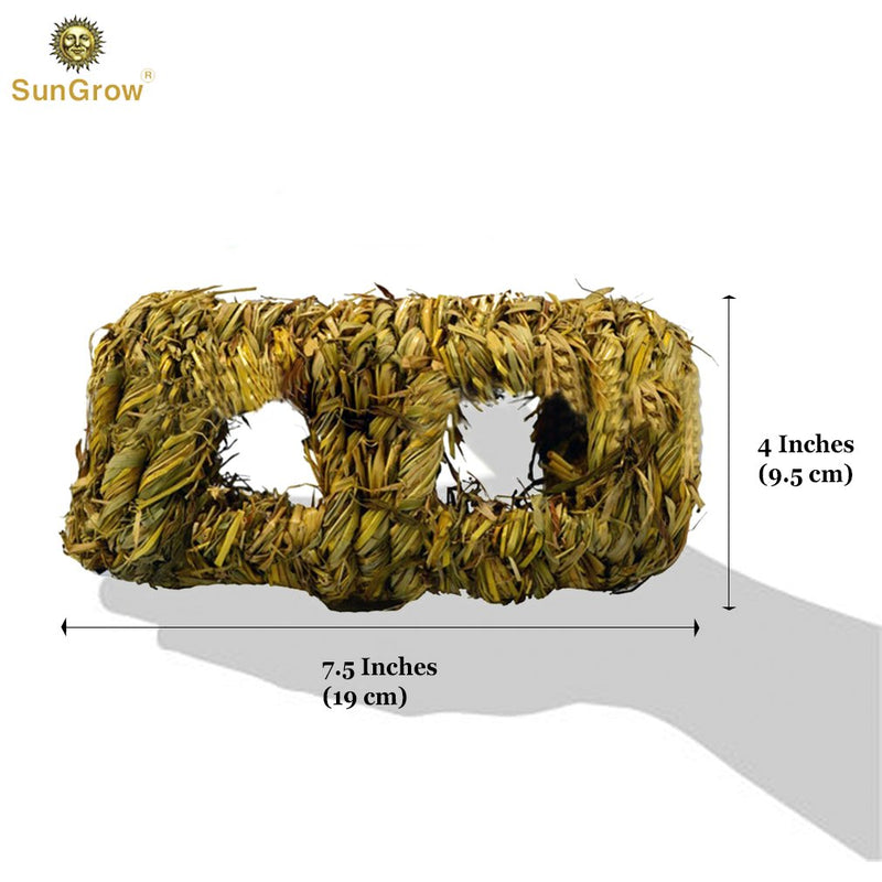 SunGrow Hand-Woven Seagrass Tunnel Toy, 7.5-inches Long and 4-inches Tall, Grass Tunnel House, Small Animal Activity Center, Perfect for Gerbils, Hamsters and Chinchillas - PawsPlanet Australia