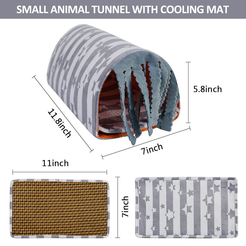 Pet Small Animal Tunnel,HOMEYA Guinea Pig Hideout Play Tube Toys Hideaway Bedding with Fleece Forest Curtain for Chinchillas,Hedgehogs,Rats,Sugar Glider-Removable Two Side Pad Cage Accessories-Rainbow Grey Star - PawsPlanet Australia