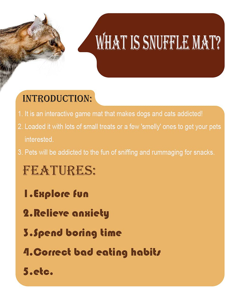 Feeding Mat Snuffle Mat for Dogs, Nosework Blanket, Dog Stimulation Mat Foraging Mat Treat Hider, Mental Stimulation Interactive Dog Toys for Dogs with Anxiety, Encourages Natural Foraging Skills - PawsPlanet Australia