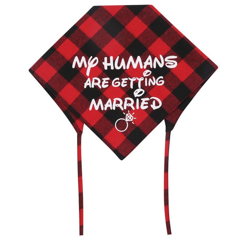 [Australia] - KZHAREEN 2 Pack My Humans are Getting Married Dog Bandana Printing Plaid Wedding Reversible Triangle Bibs Scarf Accessories for Dogs Cats 