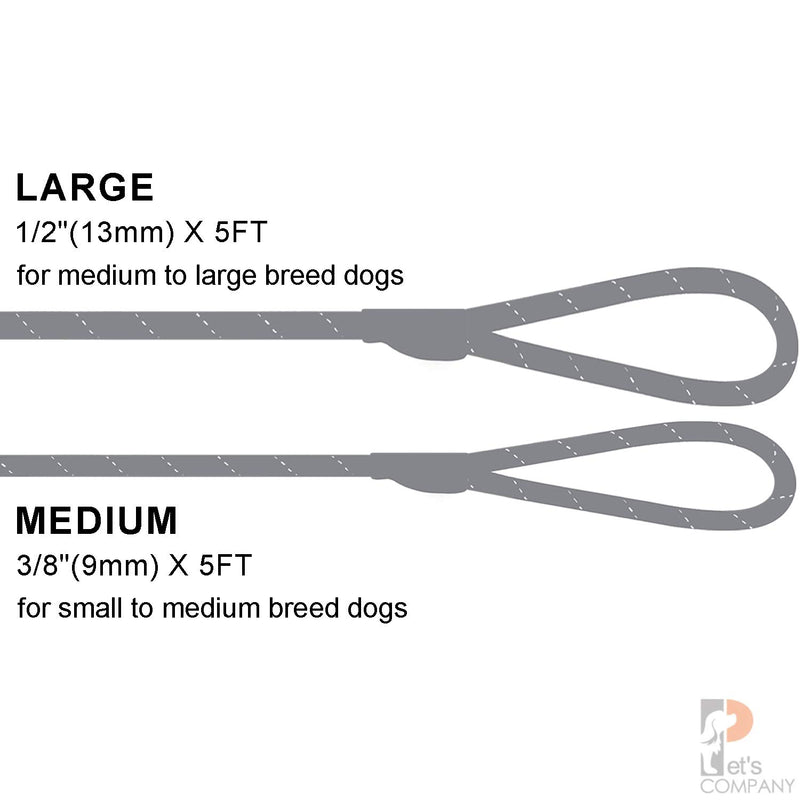[Australia] - Pet's Company Slip Lead Dog Leash, Reflective Mountain Climbing Rope Leash, Dog Training Leash - 5FT, 2 Sizes Medium Black 