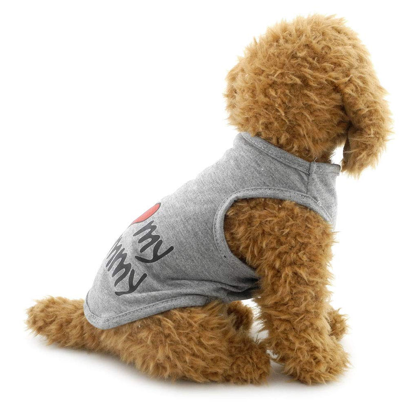 SMALLLEE_LUCKY_STORE I Love My Mommy Daddy Dog T shirt for Small Dogs Summer Tank Vest Puppy Sleeveless Shirt Chihuahua Shih Tzu Clothes,Grey,Small S Grey - PawsPlanet Australia