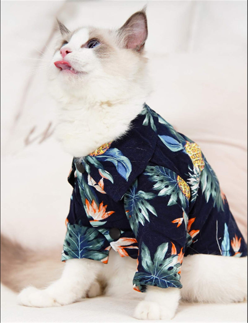 KADUNDI Hawaiian Dog Shirts Aloha Dog Shirt Pet Summer Cool Summer Flower Pineapple Shirt for Small to Medium Puppy Dog Cat Black M - PawsPlanet Australia