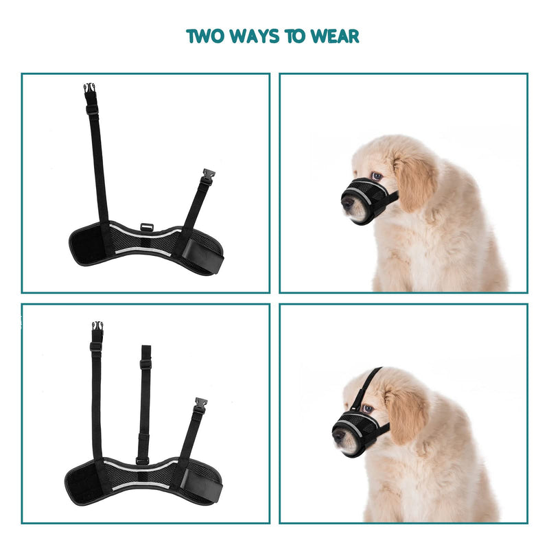 Dog Muzzle Anti Biting Barking and Chewing, with Comfortable Mesh Soft Fabric and Adjustable Strap, Suitable for Small, Medium and Large Dogs (L) L - PawsPlanet Australia