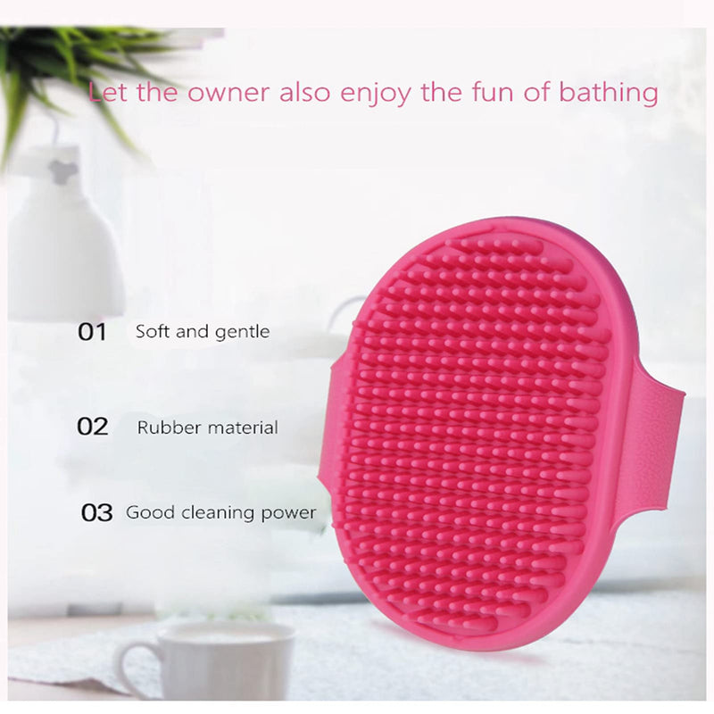 Grooming Pet Shampoo Brush Shampoo Soothing Brush Wash Brush Rubber Soothing Massager With Adjustable Handle, Mitt Comb For Long Short Haired Dogs and Cats Puppy Washing Grooming Rose with Paper - PawsPlanet Australia