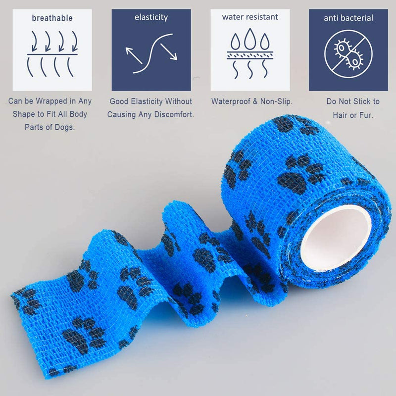 Heqishun 8 Rolls Self Adhesive Bandage for Dog, Bandage for Dogs Paws Legs Injury, Do not Stick to Fur, High Elastic and Breathable - PawsPlanet Australia