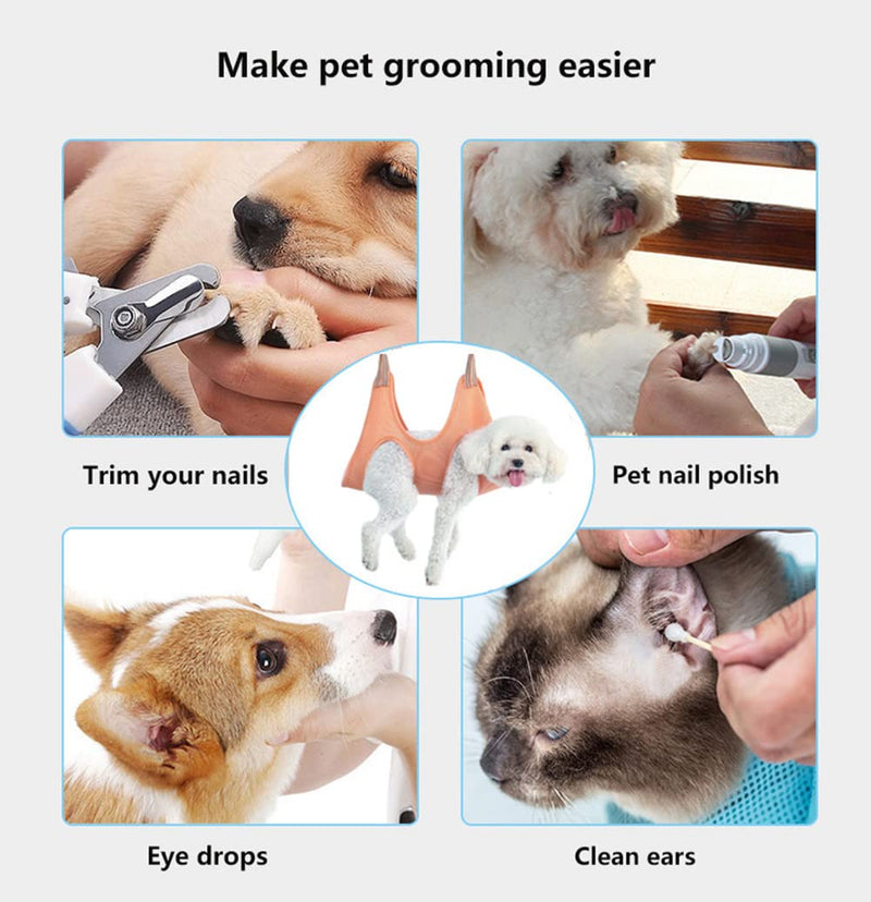 ZOSEN Pet Grooming Hammock for Small Dogs and Cats, Grooming Harness Set Dog Sling with Nail Clippers/Nail File/Pet Comb (Pink, S) - PawsPlanet Australia