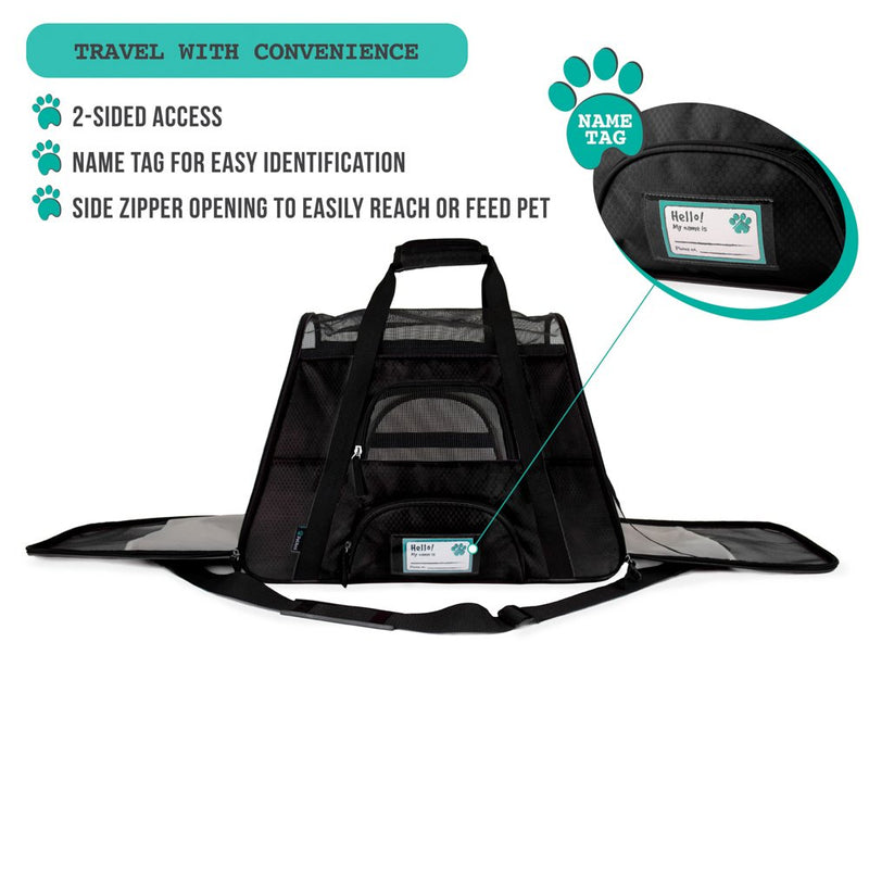 PetAmi Premium Airline Approved Soft-Sided Pet Travel Carrier | Ventilated, Comfortable Design with Safety Features | Ideal for Small to Medium Sized Cats, Dogs, and Pets Black - PawsPlanet Australia