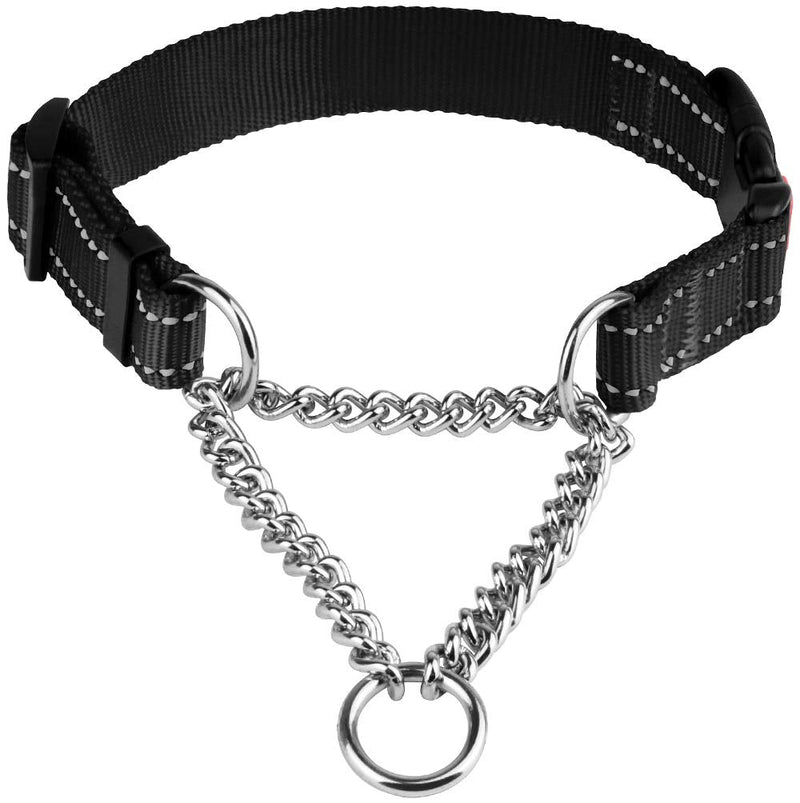 CollarDirect Reflective Dog Collar Martingale Collars Side Release Buckle Chain Training Adjustable Pet Choke Collars Small Black - PawsPlanet Australia