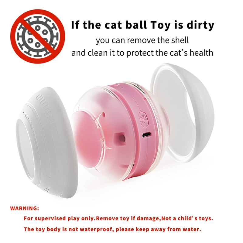 COPOL Interactive Cat Toy, Cat Toys for Indoor Cats, Automatic Cat Toy with Replace Feather/LED Light/ Bird Chirping，Electric USB Charging 360°Self Rotating Ball, Kitten Feather Toys(Pink) - PawsPlanet Australia