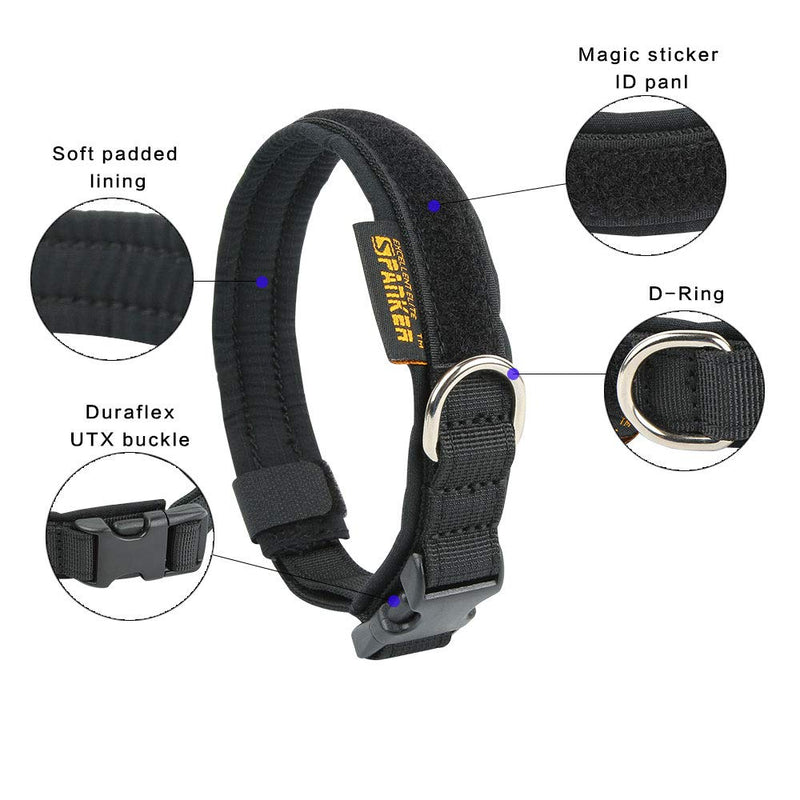 [Australia] - EXCELLENT ELITE SPANKER Puppy Dog Collar Nylon Adjustable Dog Collar Quick Release Dog Collar for Small Dogs Pet Soft Padded Dog Collar S Size-Adjustable(13.4"-17.7") Black 