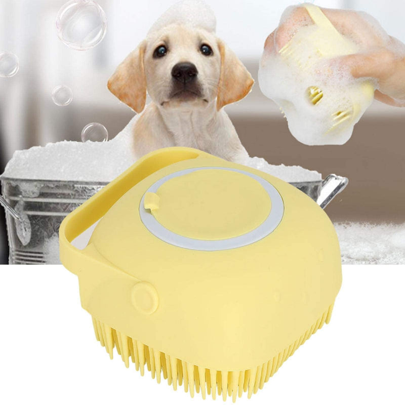 SALUTUYA Dog brush, grooming brush, dog brush can be filled with shower gel, for washing pets, dogs, cats, horses for washing pets (yellow) - PawsPlanet Australia