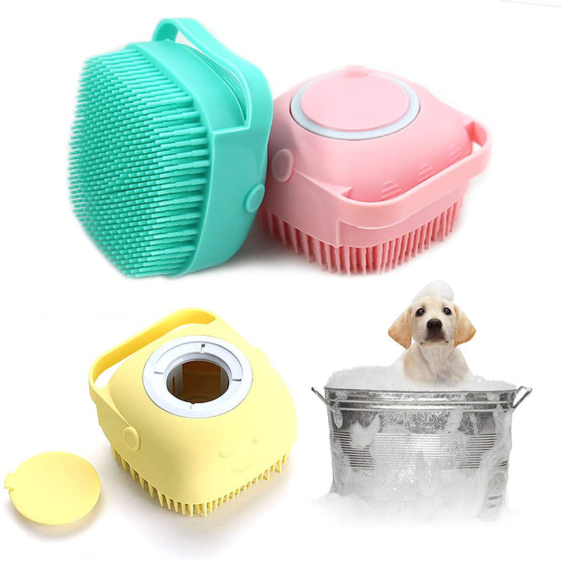 Upgraded Dog Bath Brush,Best Pet Bathing Tool for Dogs,Soft Silicone Grooming Brush Bristles with Loop Handle Give Pet Gentle Massage,Extra Shampoo Dispenser(Blue) Blue - PawsPlanet Australia