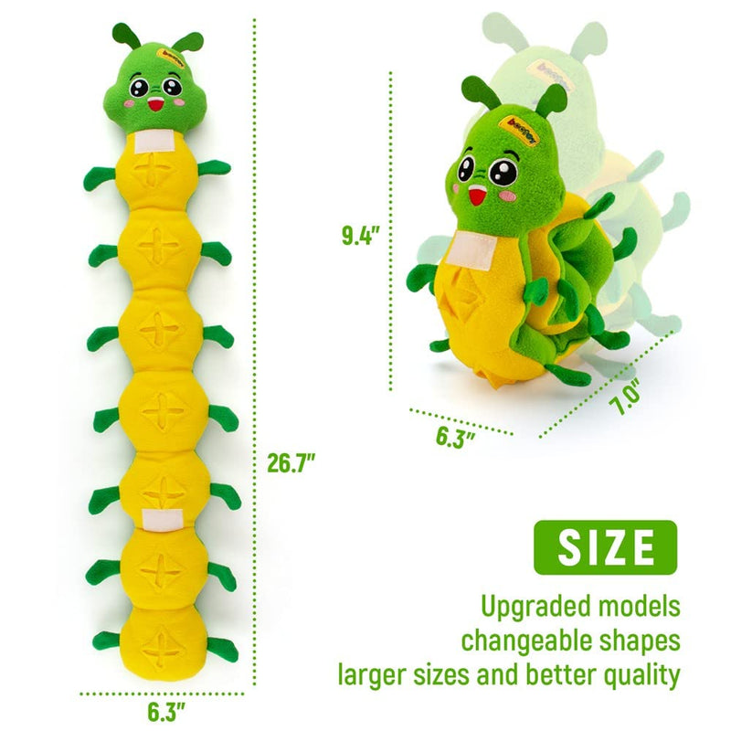 beetoy Squeaky Dog Toys for Boredom, Dog Snuffle Toys Interactive Dog Enrichment Toy for Puzzle & Foraging Instinct Training, Soft Plush Dog Activity Toys Tough Teething Toy for Puppy Small Medium Caterpillar - PawsPlanet Australia