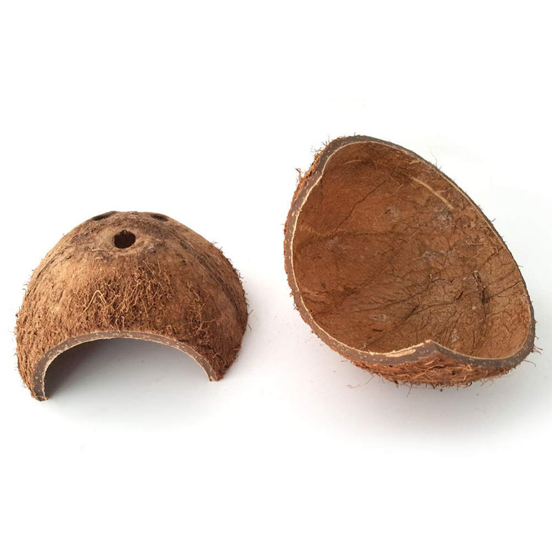 POPETPOP 2Pcs Hermit Crab Climbing Toys - Coconut Shell Natural Hut Reptile Hideouts/Lizard/Leopard/Spider/Snake and Aquarium Fish Hide Cave, Fish Betta Hut Hideout - PawsPlanet Australia