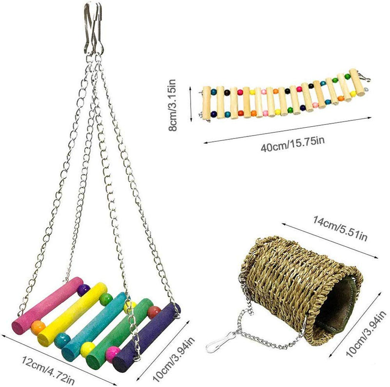 3 Pieces Bird Cage Toys Hamster Toys Pet Climbing Ladder Hanging Cage Toys Pet Swing Hammock for Hamster Guinea Pigs Squirrels Parrots Small Animals - PawsPlanet Australia