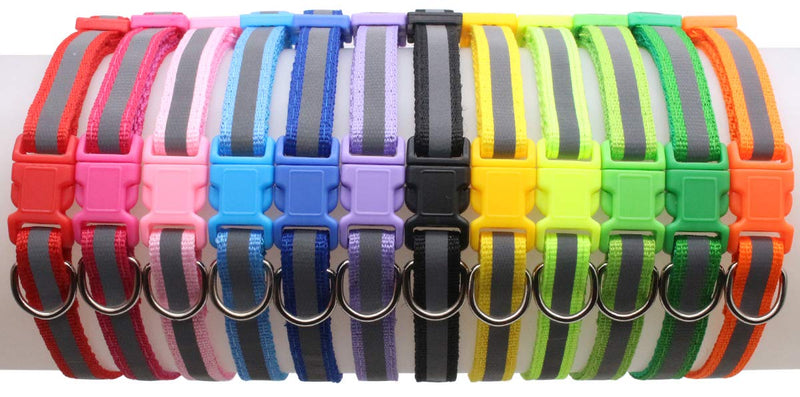 [Australia] - YOY 12 pcs/Set Soft Nylon Puppy Whelping ID Collars - Adjustable Reusable Washable Baby Dog ID Bands Pet Identification for Breeders, Neck 8" - 13" 12 Reflective 