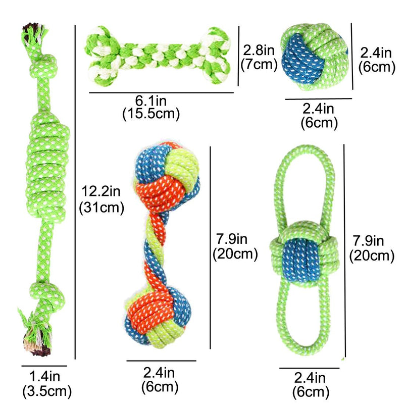 BundleMall Dog Chew Toys Set, 9 Packs Rope Dog Interactive Toy Braided Cotton Knot Rope Dog Indestructible Chew Teething Cleaning Large Dog Interactive Rope Toys (Set A) Set A - PawsPlanet Australia