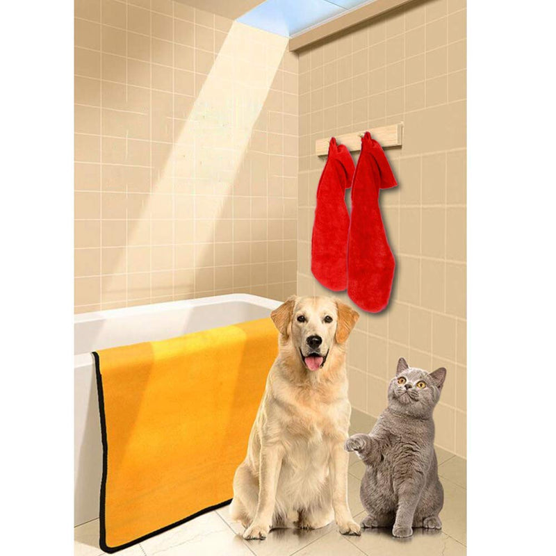 YANGWX Dog Drying Mitts, Drying Dog Towel Glove Microfiber Material Absorb Moisture and Dry Pet Quickly, Dog Drying Glove Towel Great for Drying Dog or Cat Fur After Bath- Pack of 2-Red - PawsPlanet Australia