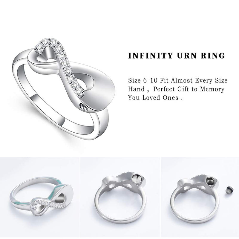 shajwo Urn Ring Infinity Love Heart Cremation Jewelry for Human Pet Ashes Holder Urn Keepsake Memorial Ring for Women Girls 9 - PawsPlanet Australia