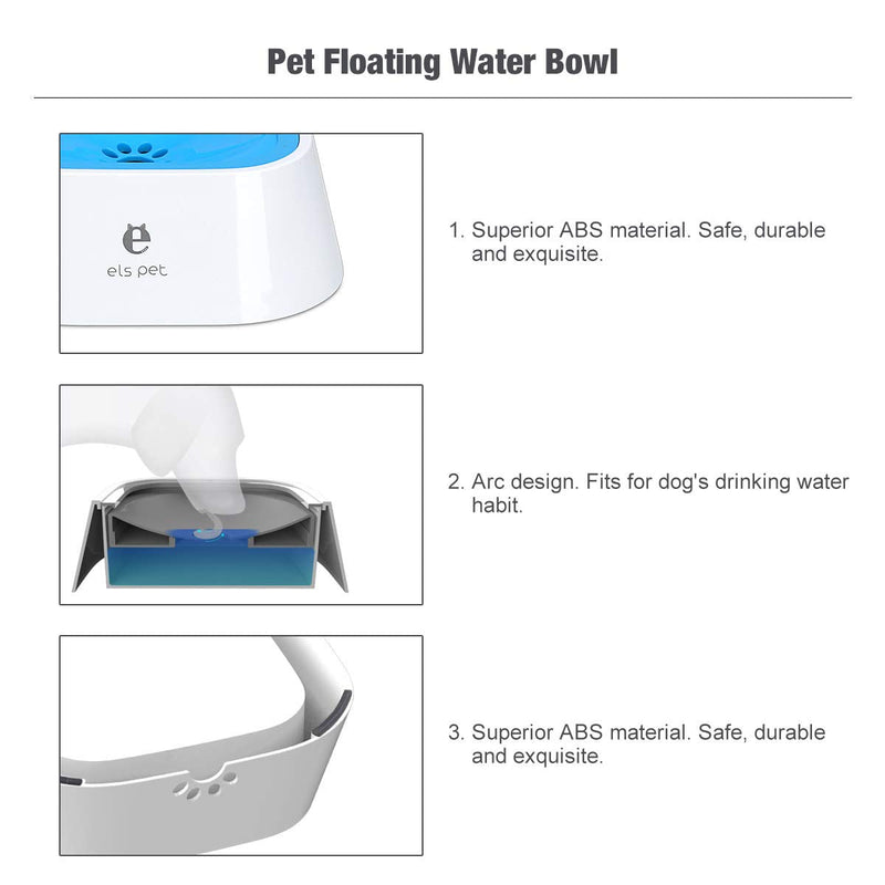 TOWEAR Pet Floating Water Bowl,1.5L Slow-Down Water Feeder Fountain No Spill Anti-Overflow Anti-Choking Automatic Water Food Bowl for Dog Cat Puppy Animal Feeding (Blue) Blue - PawsPlanet Australia