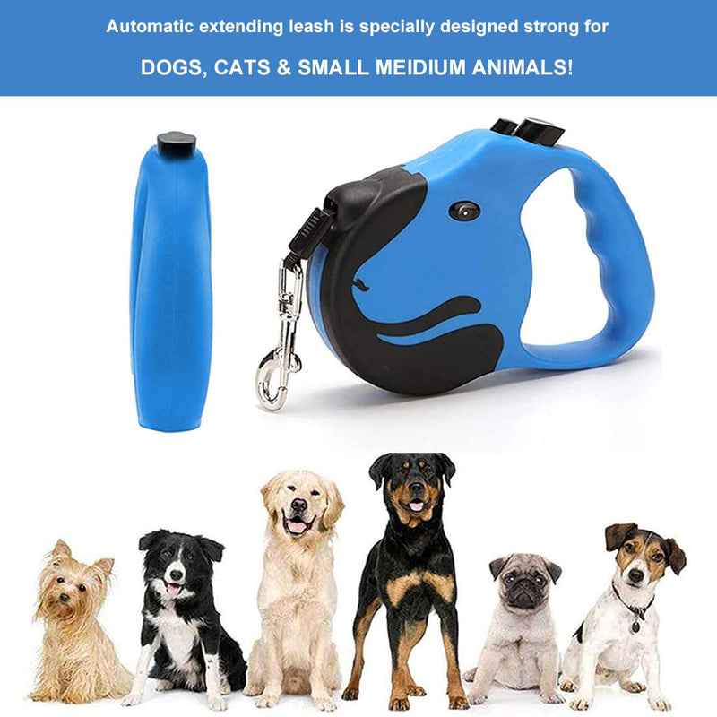 Extendable leash for dogs, retractable dog leash 5 m, retractable dog leash, dog leash, retractable dog leash, retractable dog leash with handle, dog leash, tangle-free retractable dog leash… blue-5m - PawsPlanet Australia