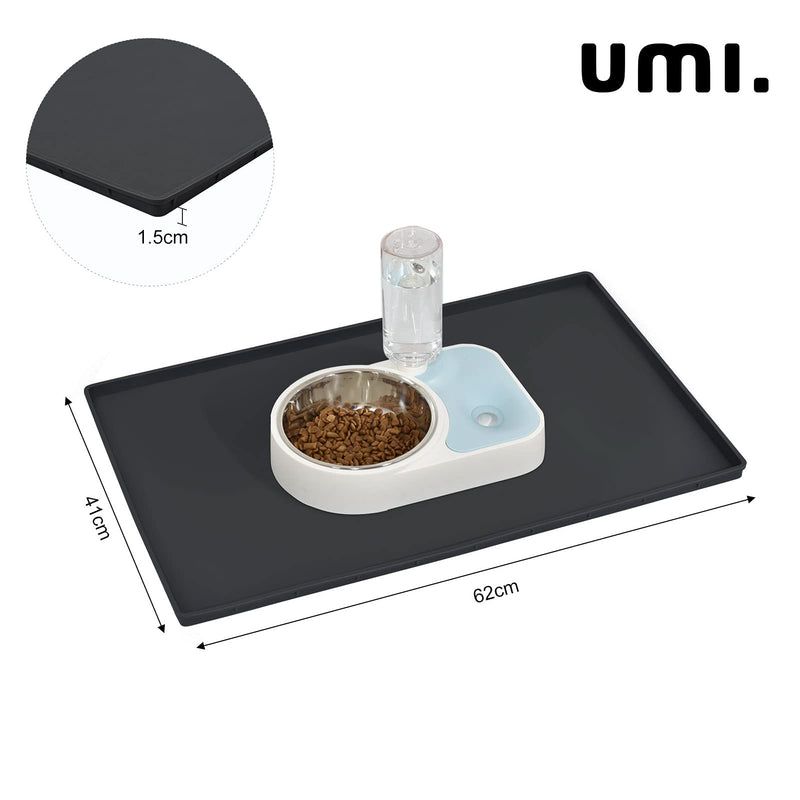 Amazon Brand – Umi Dog Food Mat, Silicone Waterproof Dog Cat Food Tray, Non Slip Pet Bowl Mats Place mat - 40.6x 61.9 x 1.5cm,Black 41 x 62 x 1.5cm Black - PawsPlanet Australia