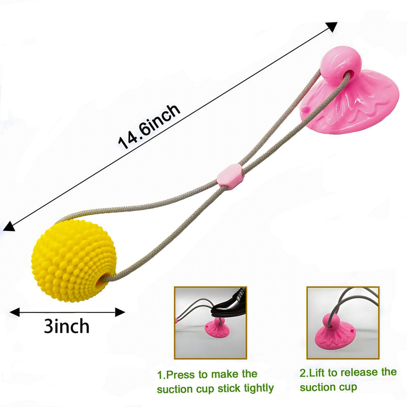 Corn Ball Chew Toys for Aggressive chewers, Interactive Suction Cup Dog Tug of War Toys, Teething Rope Toys for Puppy Boredom, Enrichment Teeth Cleaning for Medium Large Dogs (Pink) Pink - PawsPlanet Australia