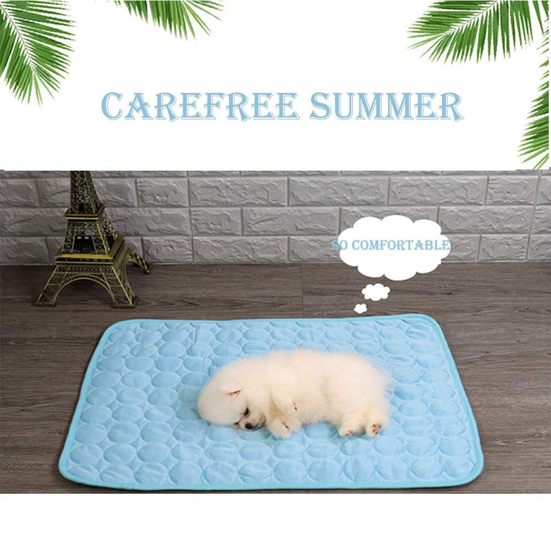 Hotumn Dog Cooling Mat Summer Pet Ice Comfortable Breathable Mat for Kennel/Sofa/Bed/Floor/Car Seats Cooling (Medium, Blue) Medium - PawsPlanet Australia