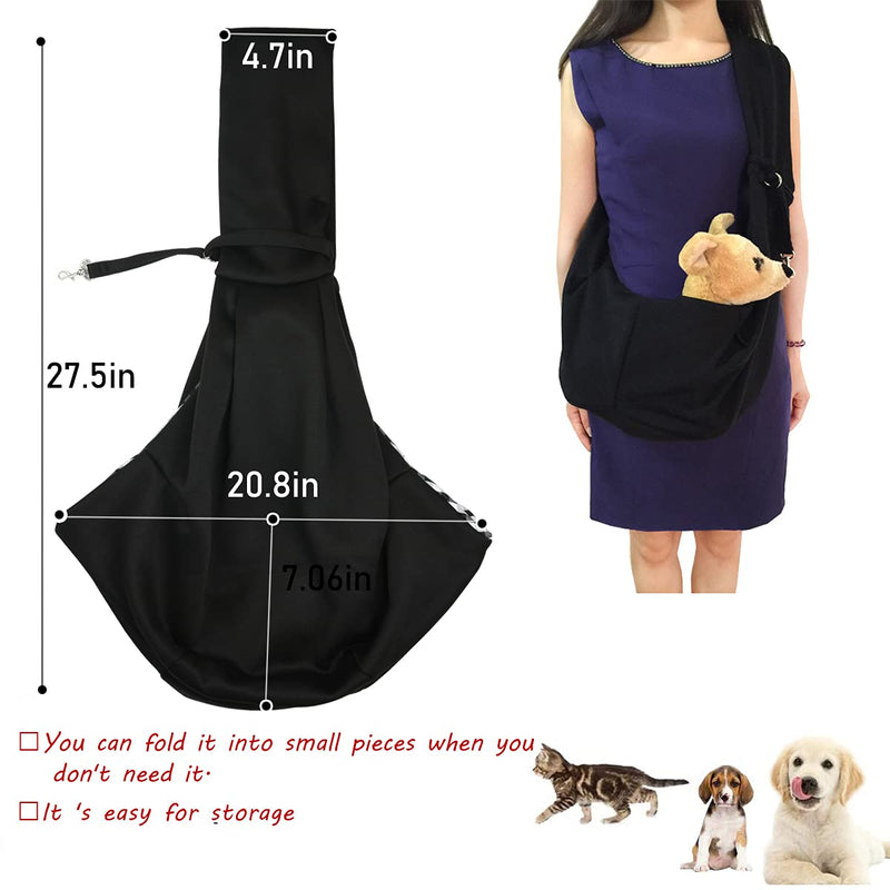 GHIFANT Dog and Cat Sling Carrier Little Pet Carrier Shoulder Crossbody Pet Slings for Outdoor Traveling Subway Black - PawsPlanet Australia