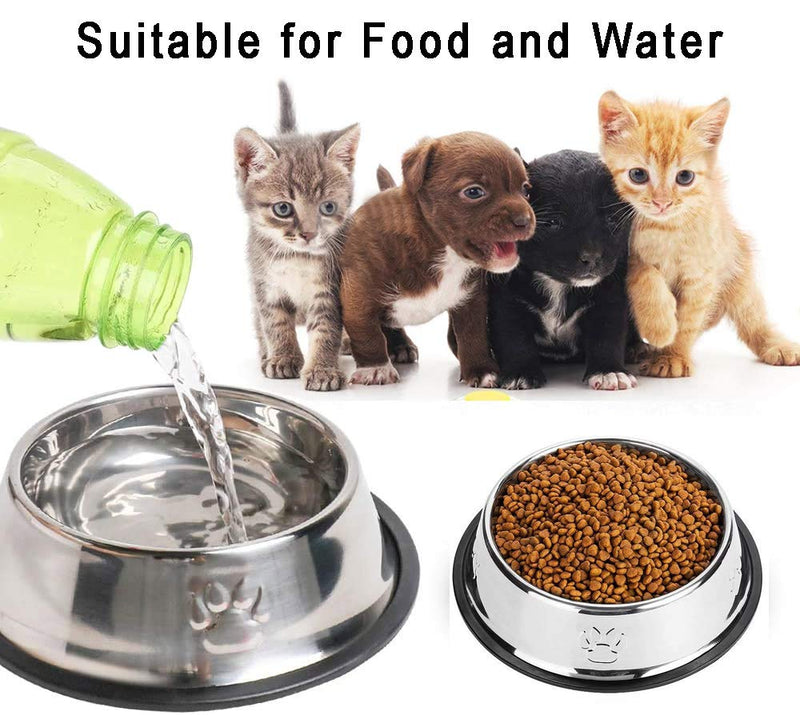 ACEONE Stainless Steel Cat Bowl, 4 Pack Metal Dog Bowls for Food and Water, Non-Slip Pet Feeding Dish Bowl With Rubber Base for indoor Cats Small Dogs - PawsPlanet Australia