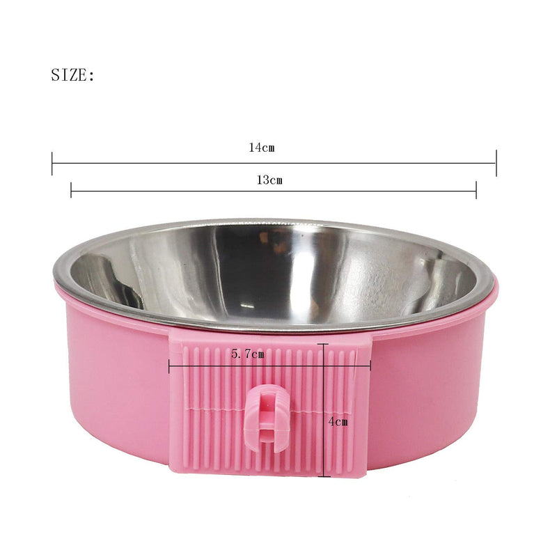 KuTi Kai 2 IN 1 Stainless Steel Pet Hanging Bowl Removable Dog Bowl for Crates Puppy Food Feeder Water Dish with Bolt Holder Dog Pink (Small-2-Pcs) Small-2-Pcs - PawsPlanet Australia