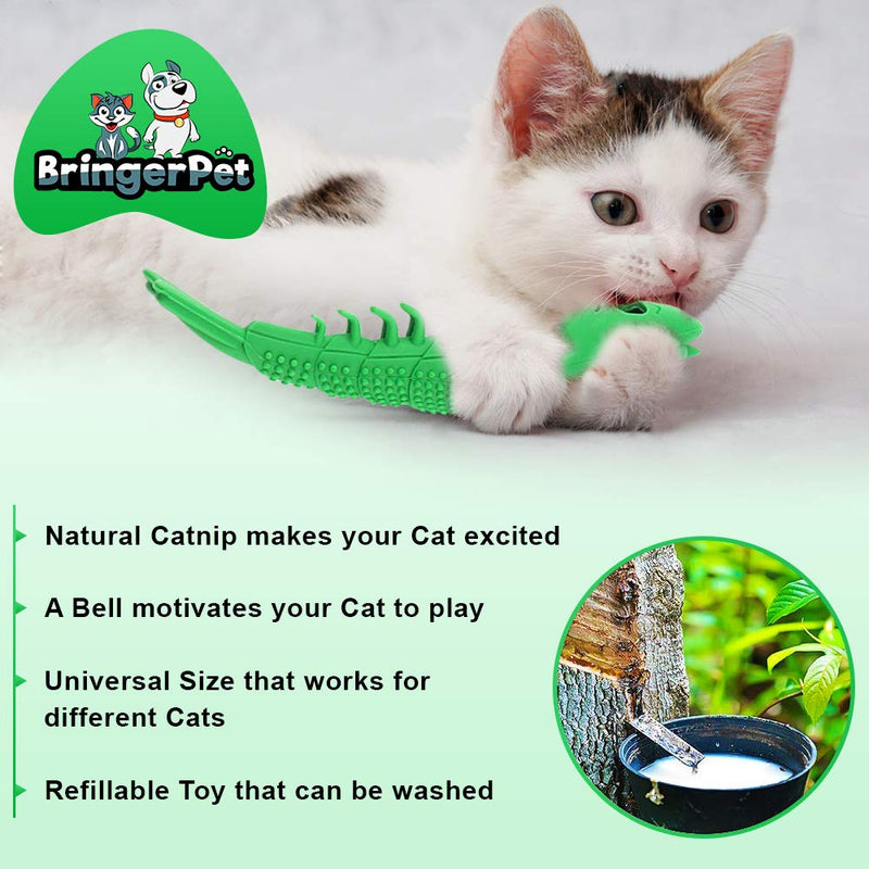 [Australia] - BringerPet Interactive Cat Chew Toy for Kitten - Best Cat Toothbrush – Refillable Catnip Toys for Cats – Durable Cat Toys with Catnip 