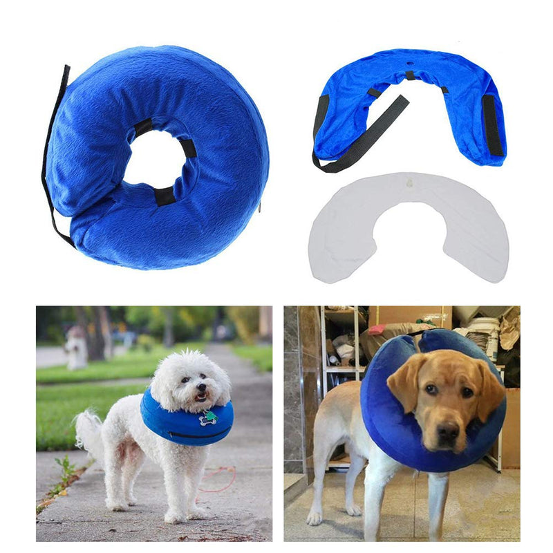 UKCOCO Pet Protective Inflatable Collar, Pet Recovery Wound Healing Protective Collar, Anti-bite Soft Collar for Dogs and Cats After Surgery - Size M (Blue) - PawsPlanet Australia