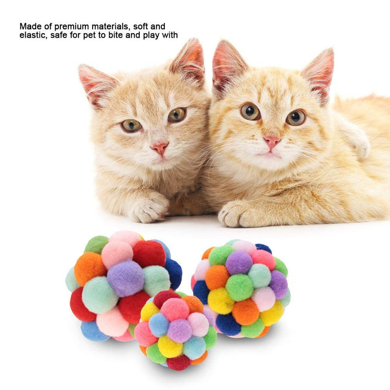 Pssopp Colorful Pet Plush Ball Toy Soft Dog Puppy Cat Toy Ball Playing Ball Exercise Interactive Toy with Bell for Training Playing Chewing(M) M - PawsPlanet Australia