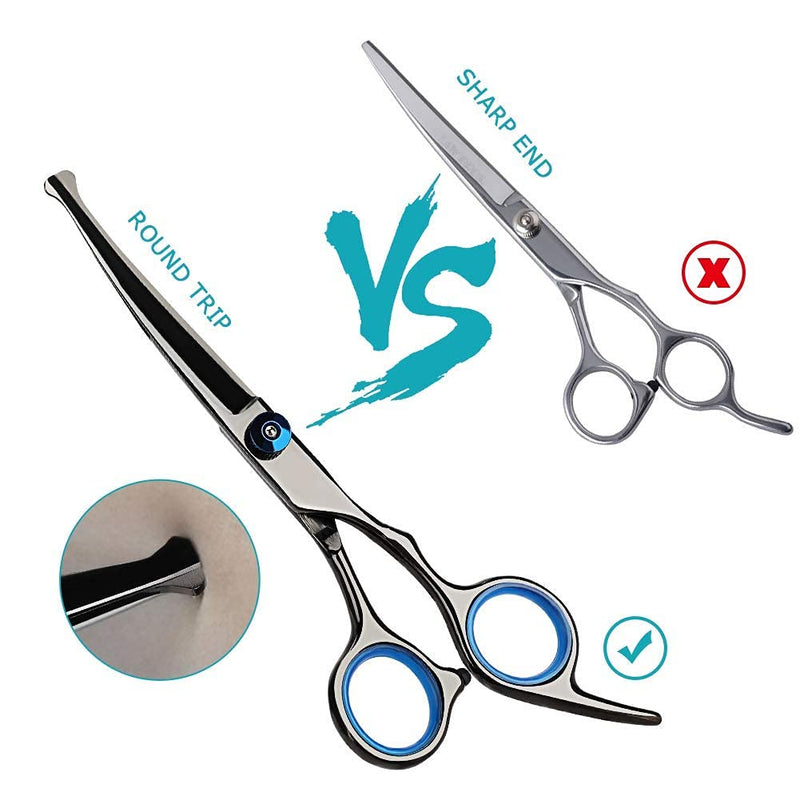 Dog Grooming Scissors Set - YOUTHINK 5 Pieces Stainless Steel Grooming Trimmer Kit with Cutting Scissors Thinning Shear Curved Scissors Grooming Comb for Cat Dog - PawsPlanet Australia