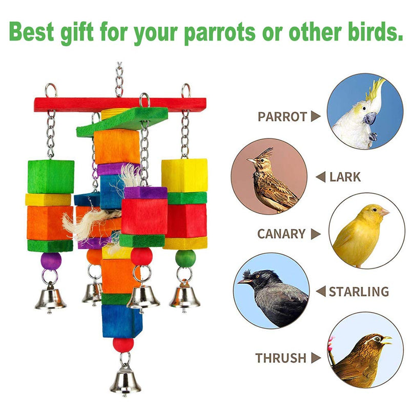 [Australia] - Coppthinktu Parrot Toys for Small Medium Birds Natural Wood Bird Parrot Swing Chewing Toys Bird Toys with Bells for Parakeets Cockatiels Conures Love Birds Finches Budgie bird toy with bells 