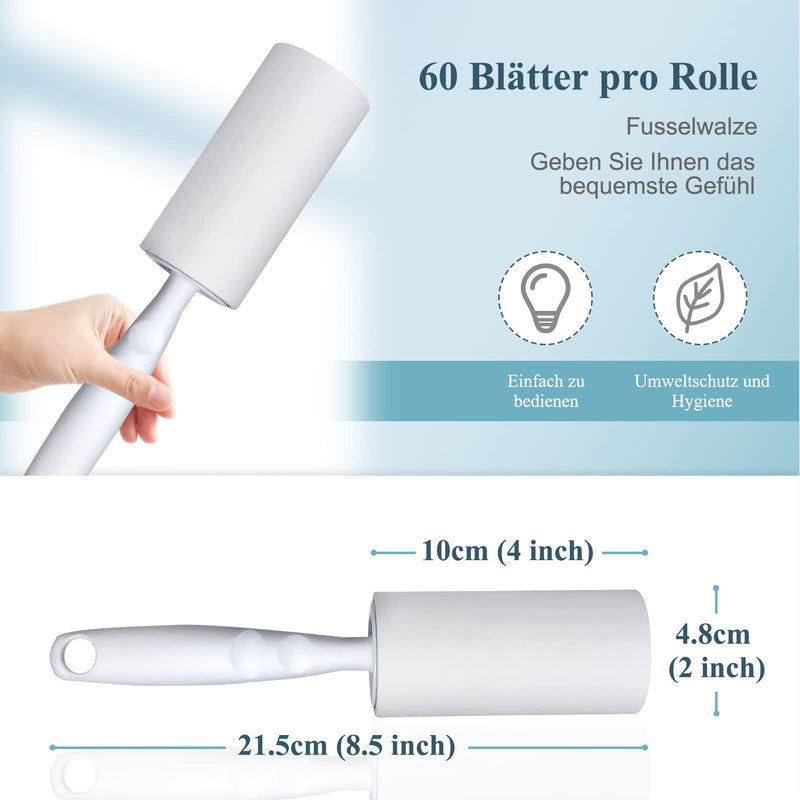 Oiamker lint roller 6 rolls with 2 dispensers 1 dust cover, extra sticky lint roller, lint roller animal hair, suitable for clothing, hair, cat hair, dog hair, 60 sheets/rolls - PawsPlanet Australia
