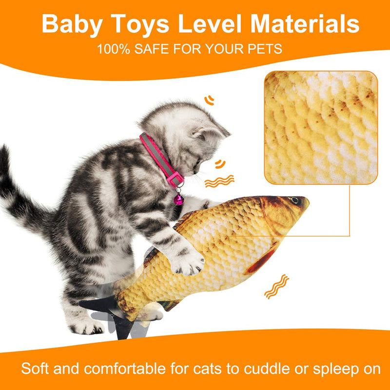 ZeyZoo Flopping Fish Cat Toy with Catnip Bag, 11" Electric Moving Fish Cat Toy, Realistic Plush Simulation Electric Wagging Fish Cat to for Cat Kitten Kitty - PawsPlanet Australia