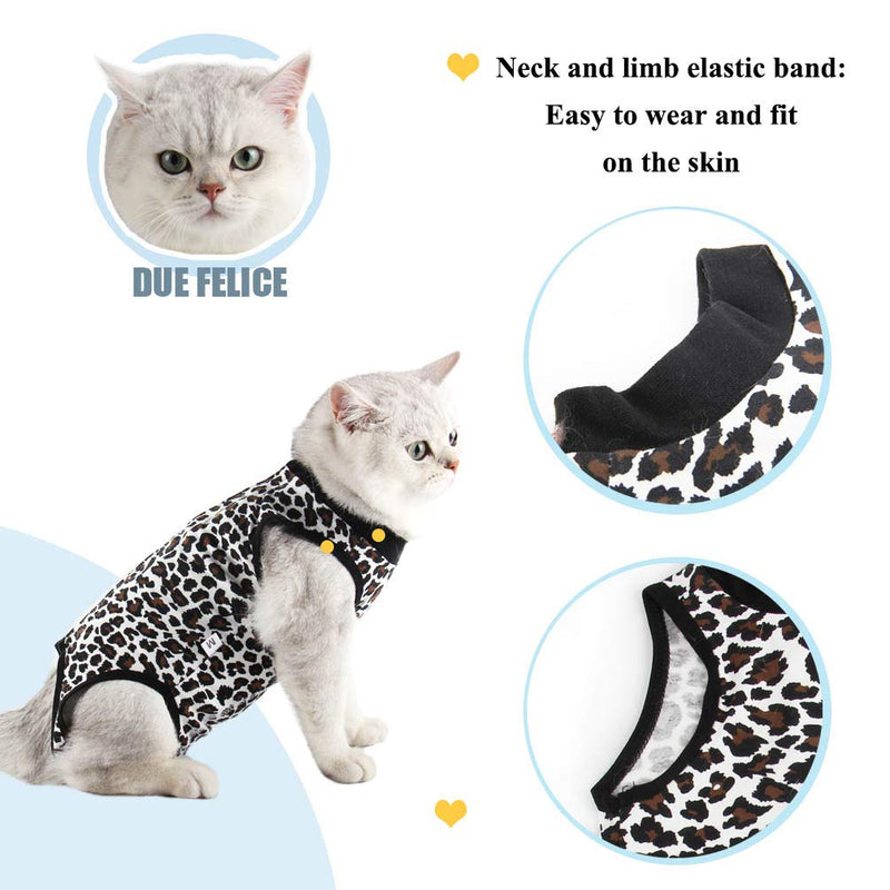 Due Felice Cat Professional Surgical Recovery Suit for Abdominal Wounds Skin Diseases, After Surgery Wear, E-Collar Alternative for Cats Dogs, Home Indoor Pets ClothingLeopard Print/S S Leopard Print - PawsPlanet Australia