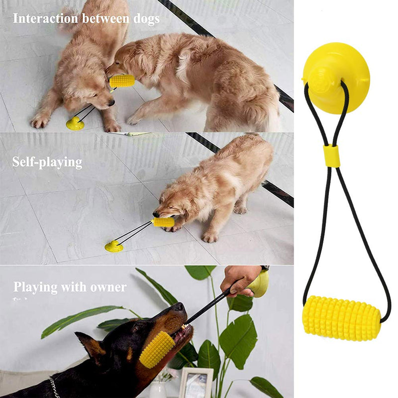 2 PCS Dog Chew Toy Set, Durable Corn Shaped Dog Toothbrush with Suction Cup and Puppy Rope Chew Toys for Puppy/Medium Dogs - PawsPlanet Australia