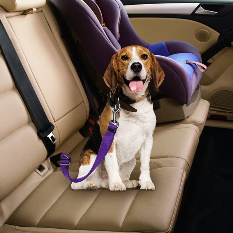 [Australia] - 4 Pack Adjustable Pet Dog Cat Seat Belt, YuCool Safety Leads Vehicle Car Harness Seat Tether,Nylon Fabric- Black,Blue, Red, Purple 