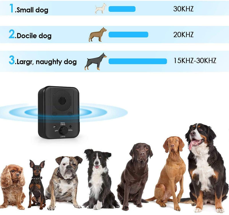 Anti Barking Device, 2-in-1 Bark Control Device and Dog Training, Ultrasonic Dog Barking Deterrent, Waterproof Bark Box, Effective and Safe Sonic Barking Control Devices for Outdoor (Max 50 Feet) New-Black - PawsPlanet Australia