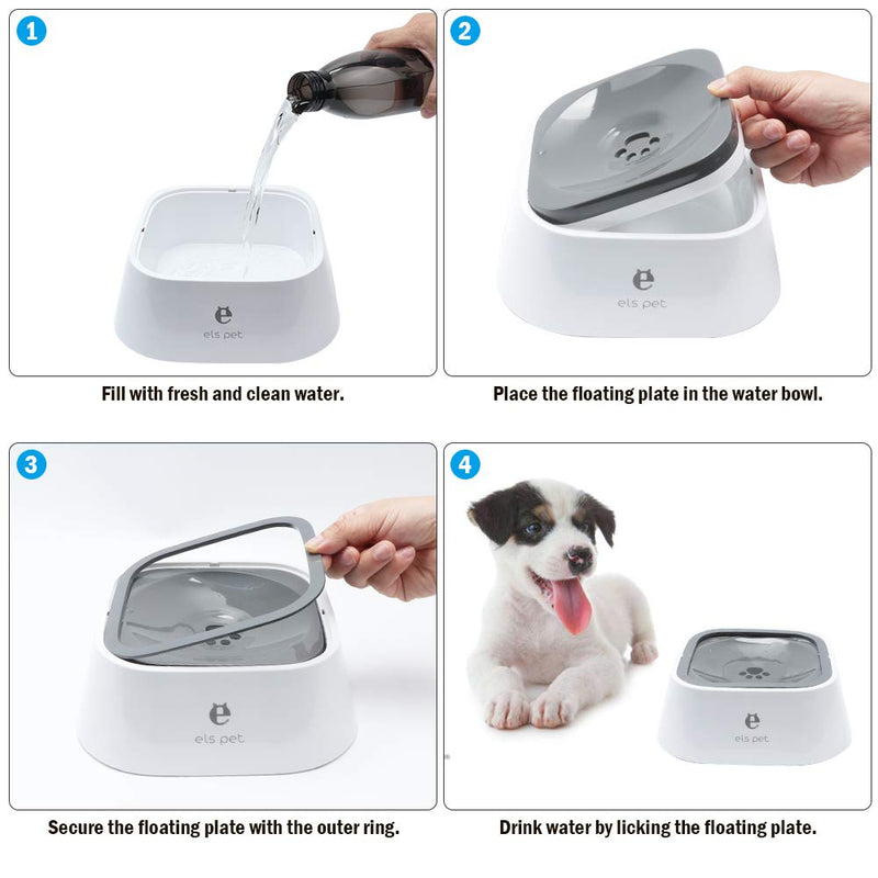 [Australia] - Vech Dog Water Bowl, Splash-Free Pet Water Feeder, Vehicle Carried Floating Bowl, No Spill Cat Water Fountain for Car Travel, No-Slip Water Dispenser for Small or Large Breeds Grey 