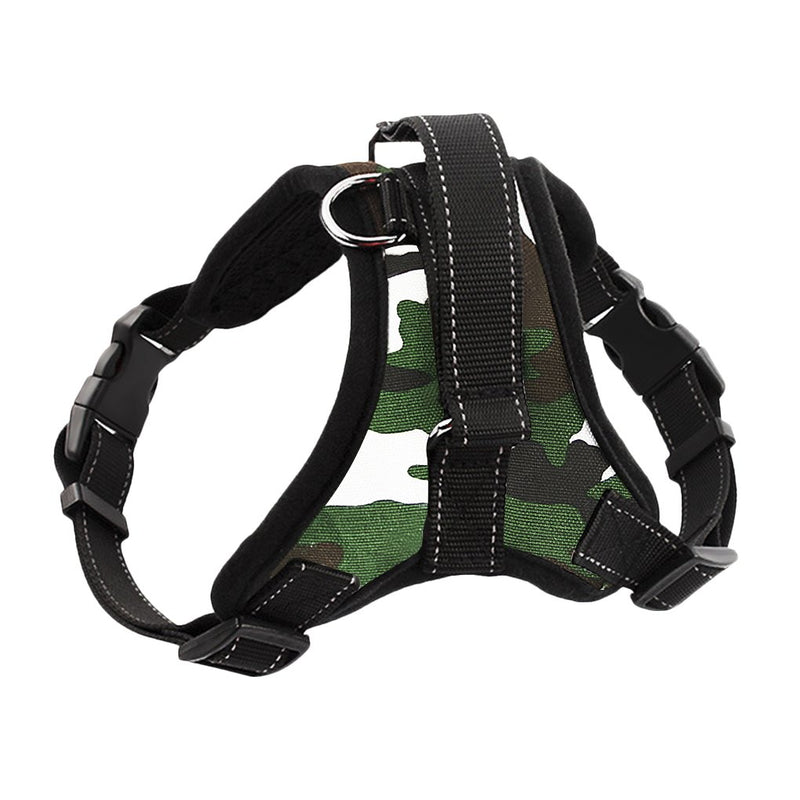 Liying Padded Adjustable Non Pull Dog Harness + Black Leash Lead 120cm Safety Reflective Heavy Duty Chest/Back Collar With Handles for Small Medium Large Pet M, Chest: 20"-24" Camouflage + Leash Lead - PawsPlanet Australia