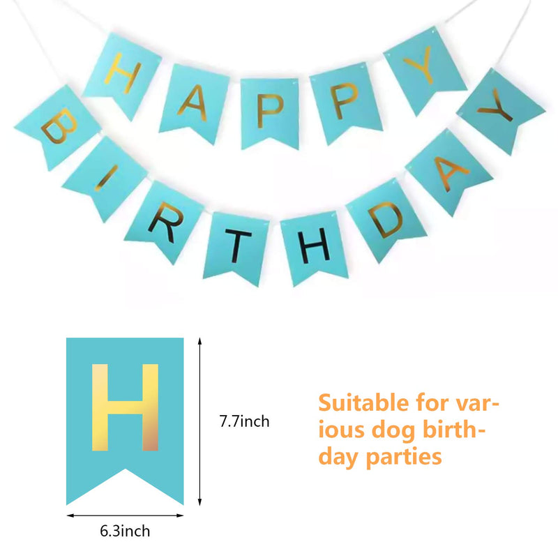 [Australia] - zhongfeistore Dog Birthday Bandana Girl Boy - Dog Birthday Party Supplies with Hat & Dog Happy Birthday Banner and Dogs First Birthday Party Crown and Triangle Scarf, Suitable Dogs Blue 
