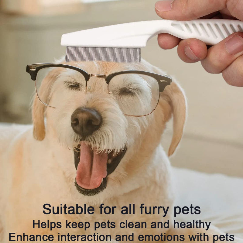 XPEX 2PCS Flea Comb Dog Cat Pet Dust Comb Professional Lice Comb Stainless Steel Pet Comb for Flea Removal, Double Sided Fine Tooth Comb - PawsPlanet Australia