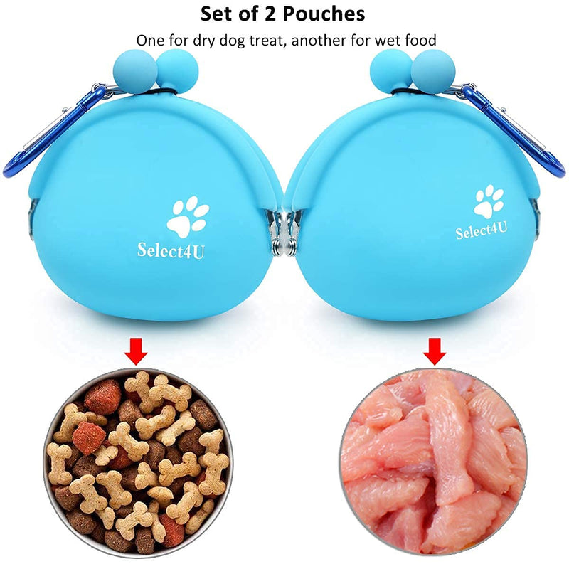 New Oasis Dog Treat Pouch,Silicone Dog Treat Pouch Reusable,Big or Small Dog Snack Pouch Coin Purse Key Case Silicone Coin Pouch A2,Blue & Pink, Set of 2, 5 oz (3.74''x1.70''x3.74'') - PawsPlanet Australia